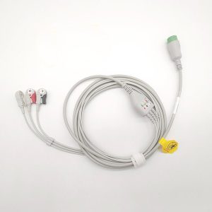 Comen 040-000368-00(AHA)Compatible Direct-Connect ECG Cable-3 Leads,Grabber,AHA