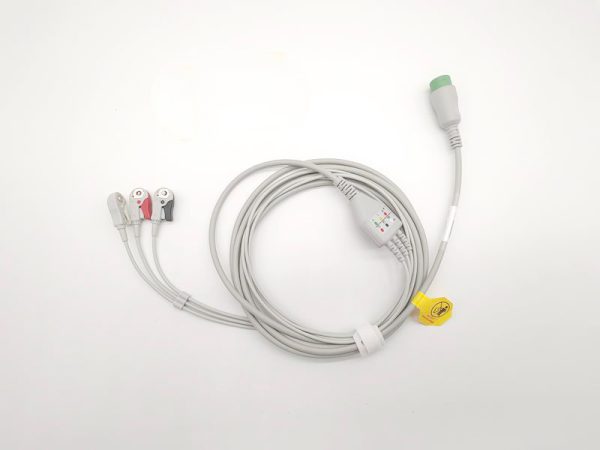 Comen 040-000368-00(AHA)Compatible Direct-Connect ECG Cable-3 Leads,Grabber,AHA