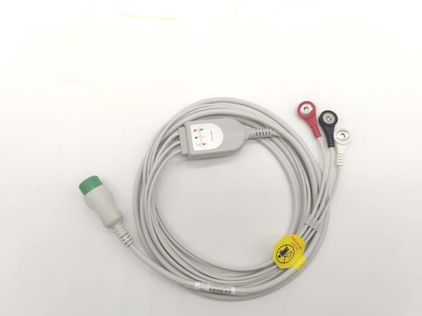 Comen 040-000320-00(AHA) Compatible Direct-Connect ECG Cable-3 Leads,Snap,AHA