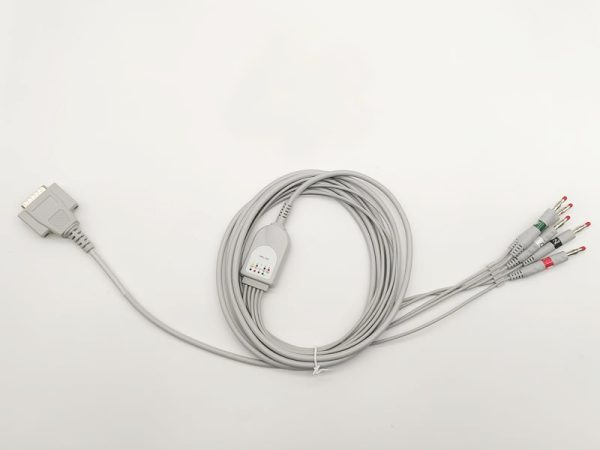 DB15 Compatible Direct-Connect ECG Cable-5 Leads,4.0 Banana-Plug,IEC